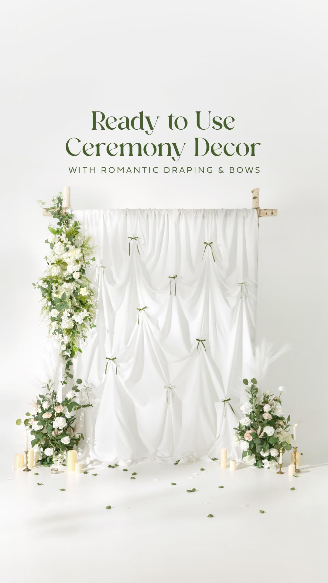 Ling's moment Wedding Arch Flowers - 6.5FT Floral Garland for Ceremony Arbor Backdrop Decoration - Artificial Rose Floral Swag for Sweetheart Table Birthday Party, Baby Shower, Lily White