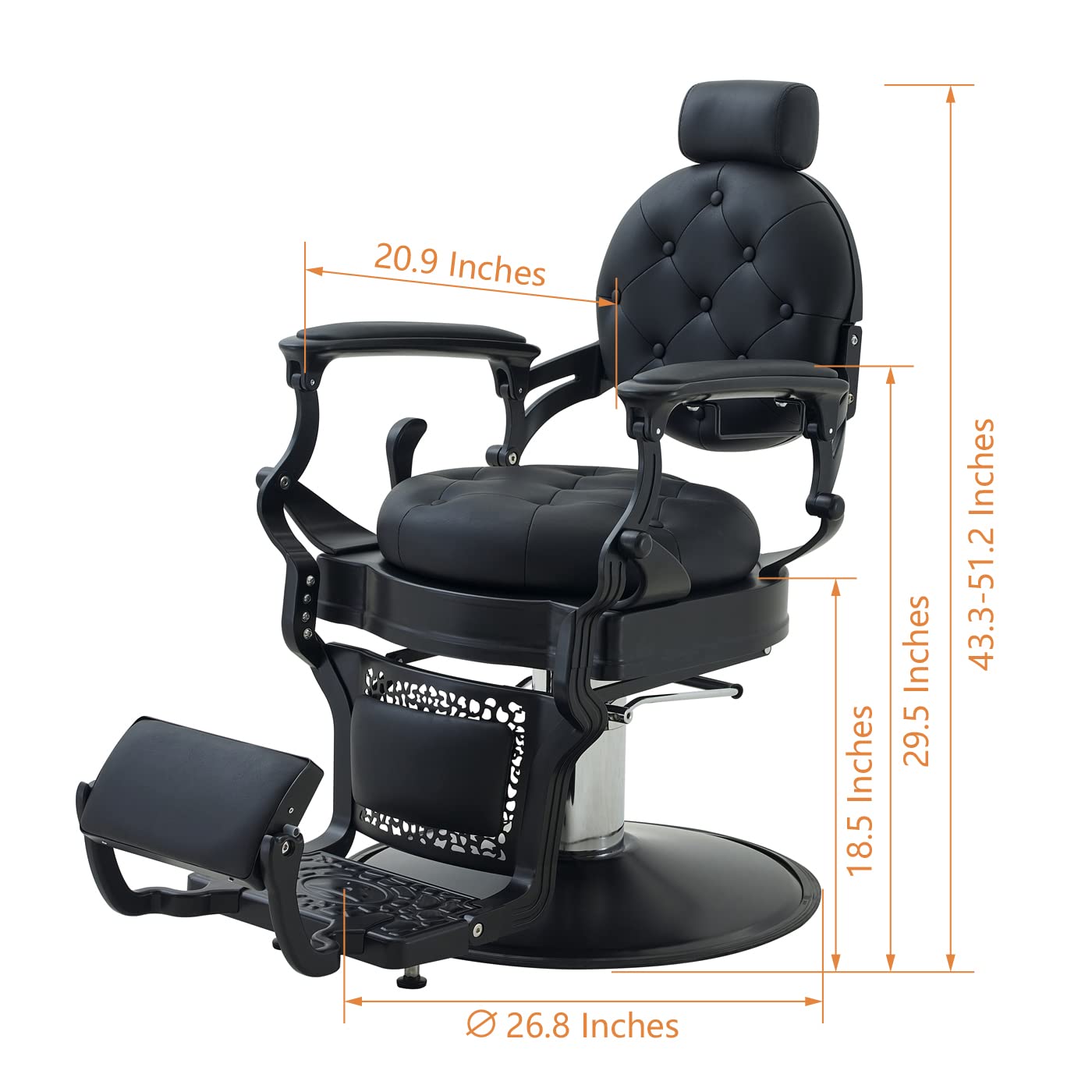 Nazalus Barber Chair Hair Salon Chair,Heavy Duty 700 LBS, for Hair Stylist Barber Beauty Tattoo Massage(Black Round)