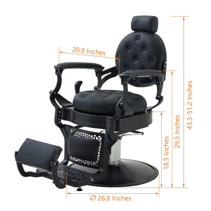 Nazalus Barber Chair Hair Salon Chair,Heavy Duty 700 LBS, for Hair Stylist Barber Beauty Tattoo Massage(Black Round)