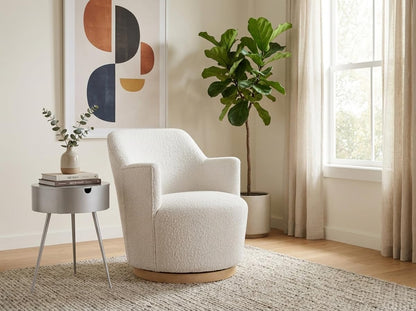 Meridian Furniture Clarita Cream Boucle Fabric Swivel Accent Chair