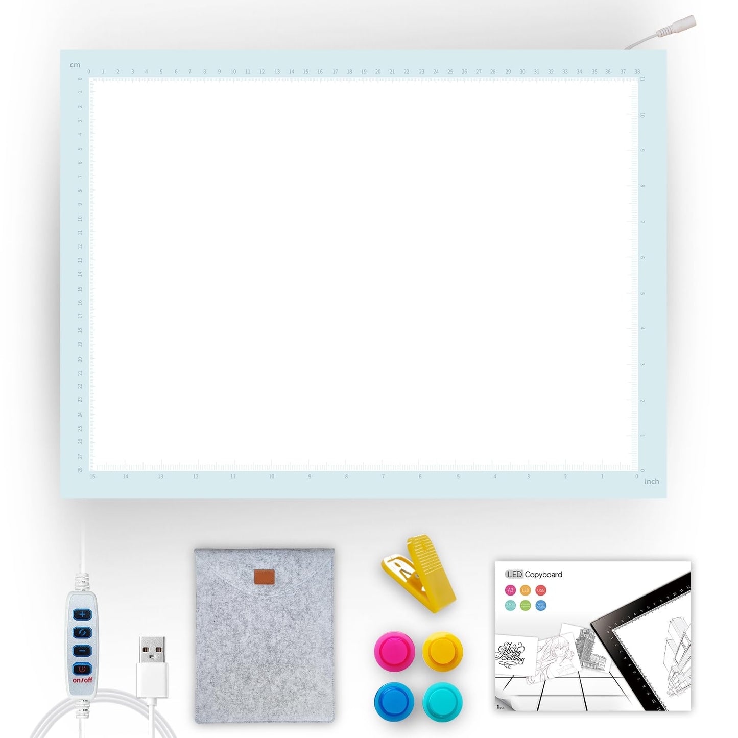 A3 Artist Tracing Light Box/Copy Board with 10-Level Dimming Switch, Art Craft Light Pad Suitable for Tattoo Drawing, Sketching, and Animation, 3 Color Light Modes Super Bright for Diamond Painting