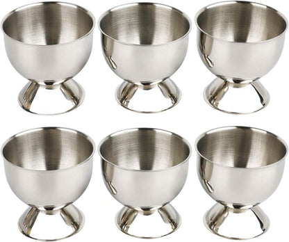 Egg Cup Holder Set for Soft Boiled Eggs Include 6 Stainless Steel Egg Tray Kitchen Tool