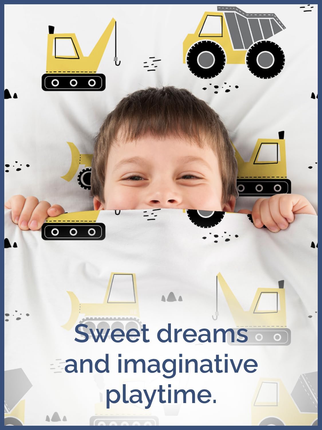 4 Set Set Kids Full Size Construction Bed Sheets - Piece Car Microfiber Sheet - Excavator Themed Bedding - Soft, Cute