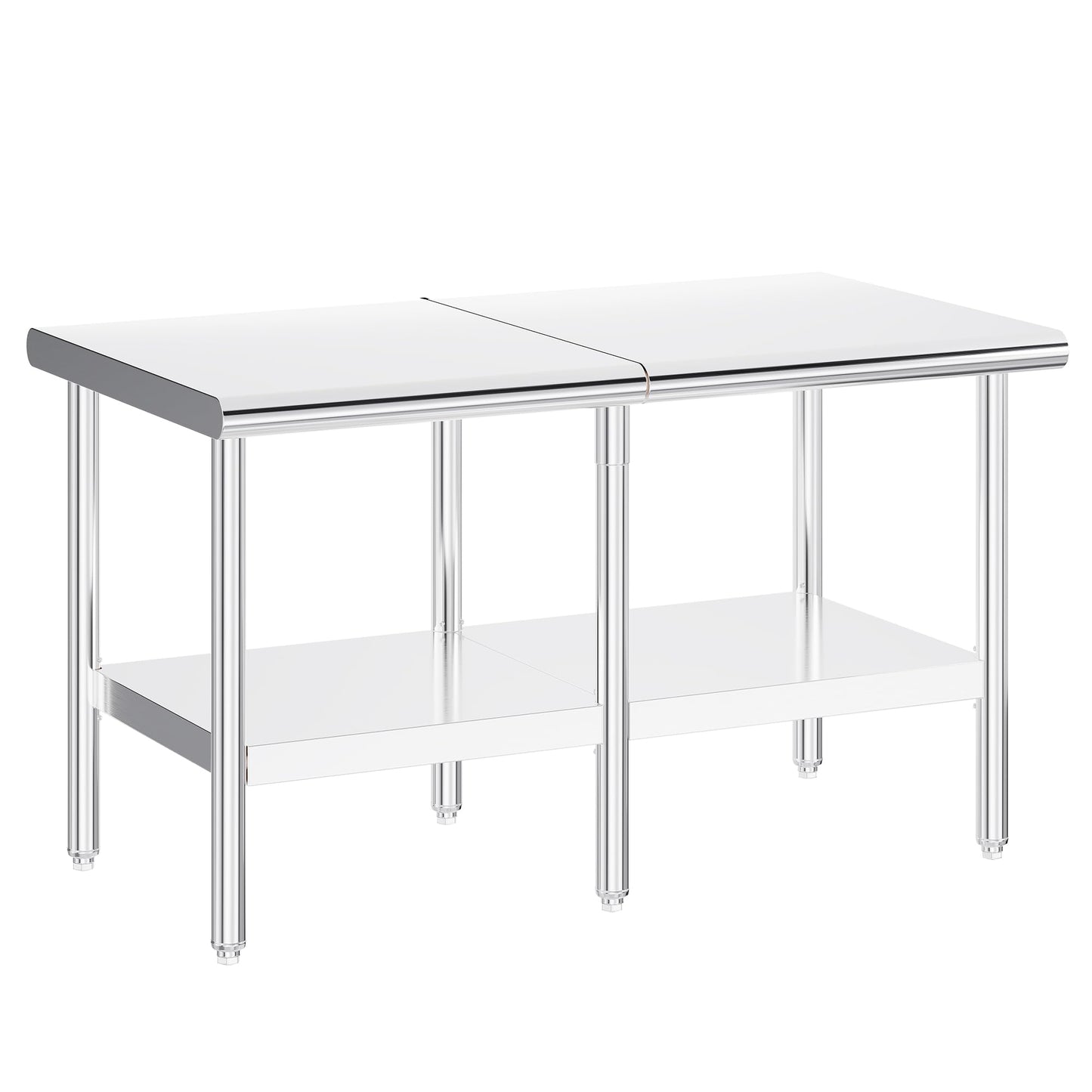 Albott 30x60 Inch Stainless Steel Work Table with Adjustable Undershelf, Heavy Duty Prep Table with Lower Shelf for Kitchen, Restaurant, Home and Commercial Use