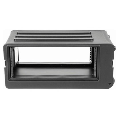 SKB 4U rSeries Shallow Rolling Rack with Integrated Back Wheels and 1-Touch Pull Handle, Comes with 8 Rack Units and Interlocking Molded Stacking Bars