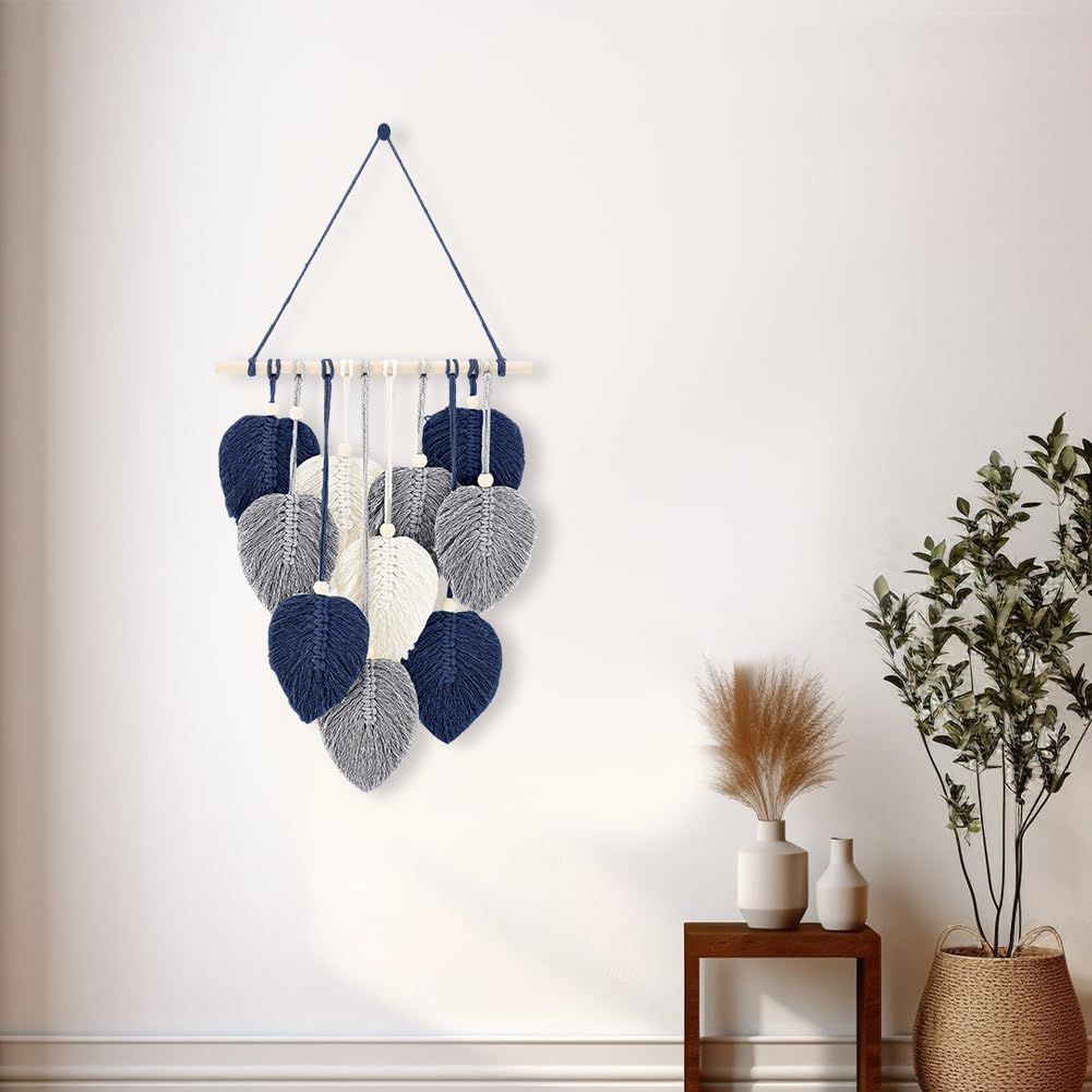 FREEBLOSS Macrame Leaf Wall Hanging Kit Boho Wall Hanging Macrame Tapestry DIY Macramé Art for Beginners Macramé Boho Decor for Room Decor Adults Gift