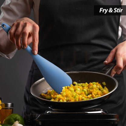 Cooking Spoon for Nonstick Cookwares, VOVOLY Silicone Spoon for Mixing, Scoop, and Scrape,Seamless Design, 12.6'', 2 Pack, Starry Blue