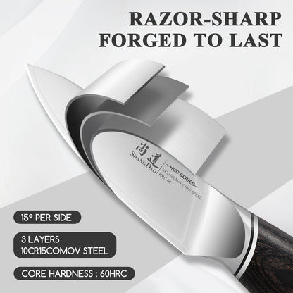 SHANGDAO 3.7 inch Paring Knife, 3 Layers VG10 Alloy Steel Fruit Vegetable Peeling Knives, Pakkawood Handle, Razor Sharp Small Kitchen Knife with Gift Box