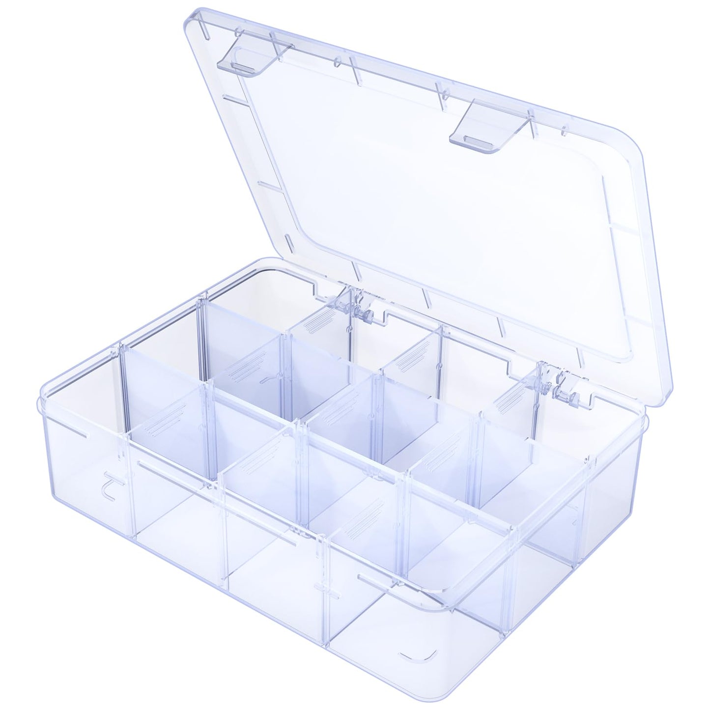 YUGOOD Large Clear Organizer Box,12 Grids Organizer Box with Removable Dividers for Jewelry,Bead Storage,Plastic Compartment Container for Tool Tackle(8.8 x 7.1 x 2.3 in)