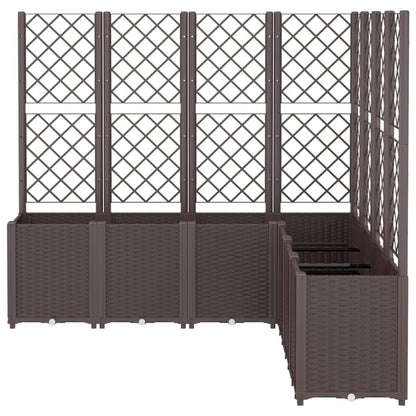 Foknhdi Brown 63 x 63 x 55 in Outdoor Garden Planter with Trellis, Modular Polypropylene Raised Bed for Climbing Plants, UV Stable Flower Box for Patio Balcony Terrace