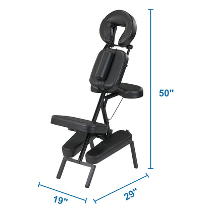 Master Massage Apollo Extra Large Portable Massage Chair – Lightweight Aluminum Tattoo Folding Chair with Enhanced Cushions and Wheeled Carrying Bag – Black