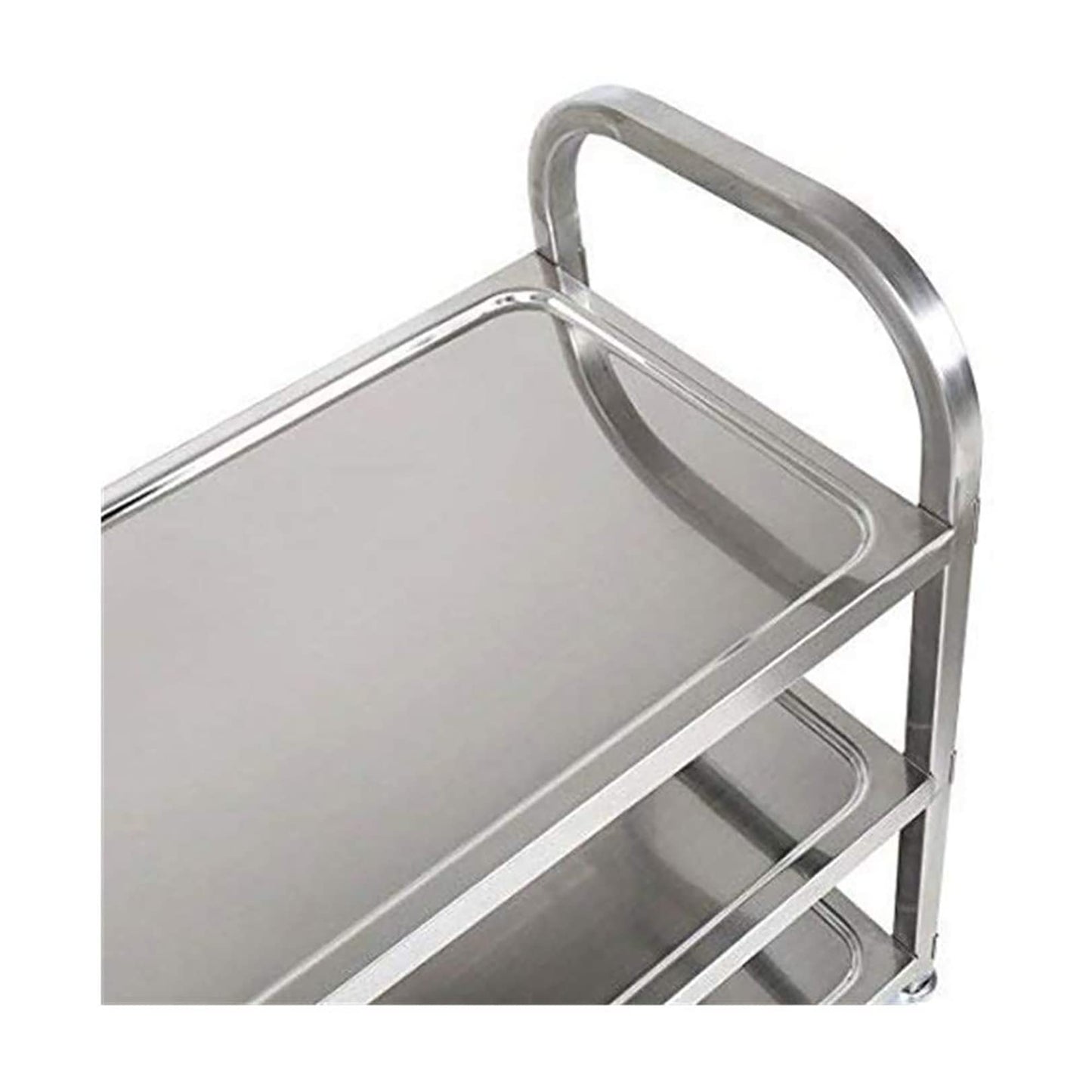 GenSDH Movable Hand Trucks 3 Tier Trolley,Large Stainless Steel Utility Cart,with Locking Wheels,Stainless Steel 3 Tier Rolling Kitchen Service Cart,Catestorage Trolle