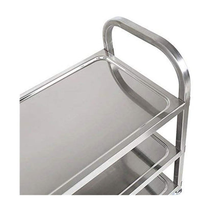 GenSDH Movable Hand Trucks 3 Tier Trolley,Large Stainless Steel Utility Cart,with Locking Wheels,Stainless Steel 3 Tier Rolling Kitchen Service Cart,Catestorage Trolle