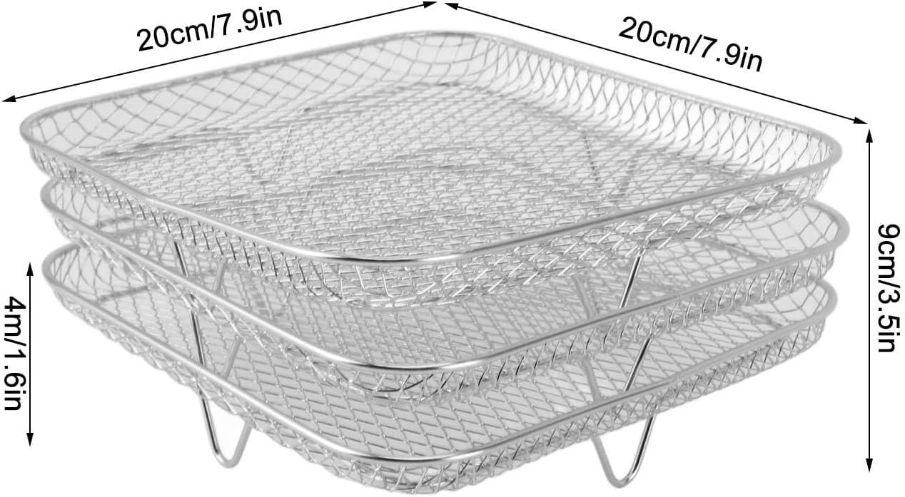 Air Fryer Rack, Three Stackable Dehydrator Racks for Instant Vortex, Nuwave, Stainless Steel Accessories for Ovens,