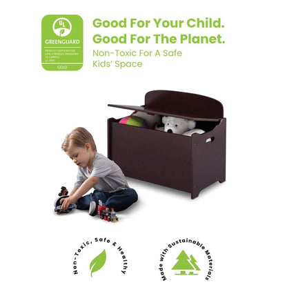 Delta Children MySize Chair Desk with Storage Bin + MySize Deluxe Toy Box, Dark Chocolate (Bundle)