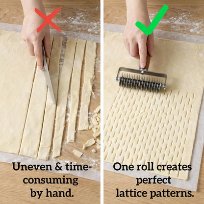 Pastry Lattice Roller Cutter，Stainless Steel Pie Crust Cutter Tool for Pastry Dough, Pizza Bread and Beef Wellington