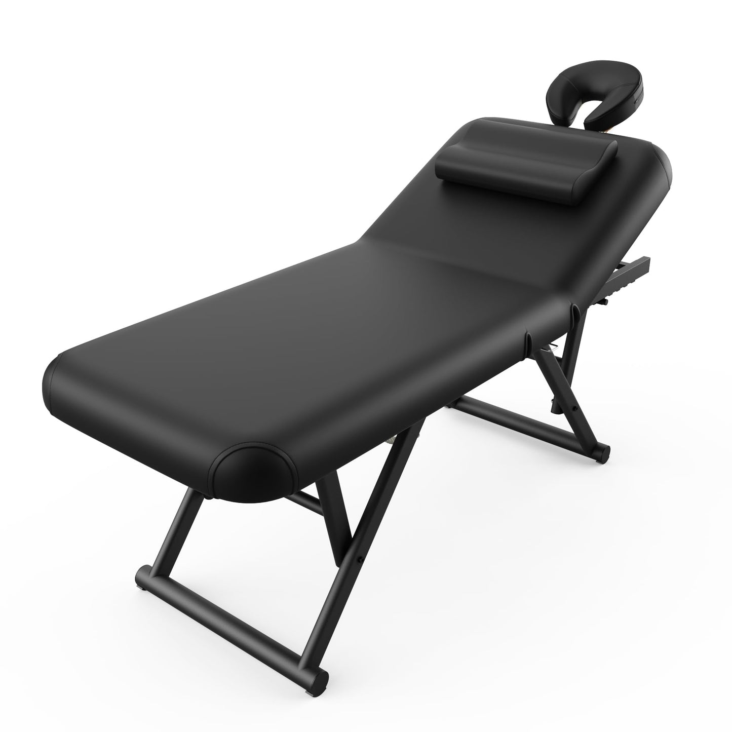 pouseayar Adjustable Massage Table with Face Pillow & Headrest, Sturdy and Solid, Silent and Easy to Adjust - Adjustable Backrest, Electric Leg Lifting, Black