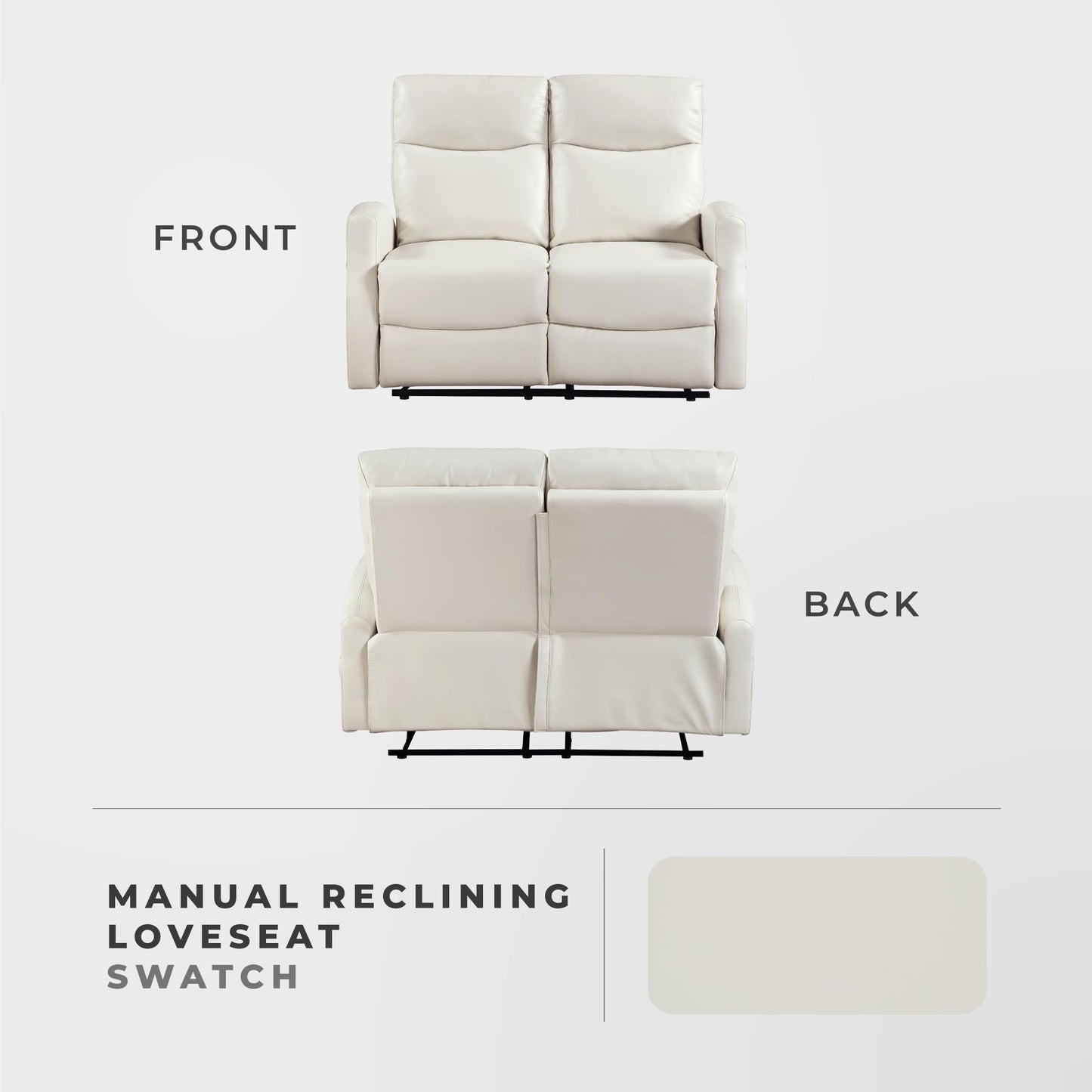 Lexicon Manual Reclining Loveseat, Faux Leather Loveseat Recliner, Wall Hugger, Magazine Pocket, Manual Dual Recliners for Living Room/Theater Seating/Apartment, Easy Assembly, Beige
