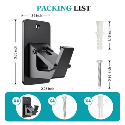 BMONATY Adhesive No Drill Curtain Rod Brackets - Heavy Duty 30LB Holders for Bathroom Bedroom Kitchen, Universal Damage-Free Window Rod Hooks with Nail-Free Installation (4PC Black)