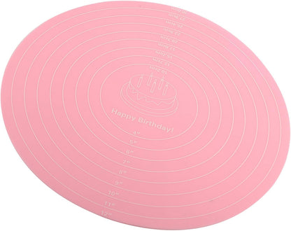 Silicone Baking Mat with Measurements for Cake Turntable, Non-Stick Heat Resistant Pastry Baking Sheet