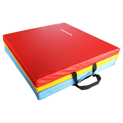 BalanceFrom 6x2 Feet 3-Panel Folding Gymnastics Mat – 1.5-Inch Thick Pad with Vinyl Surface and Carrying Handles for Tumbling, Yoga, Pilates, Home Workouts, and Martial Arts