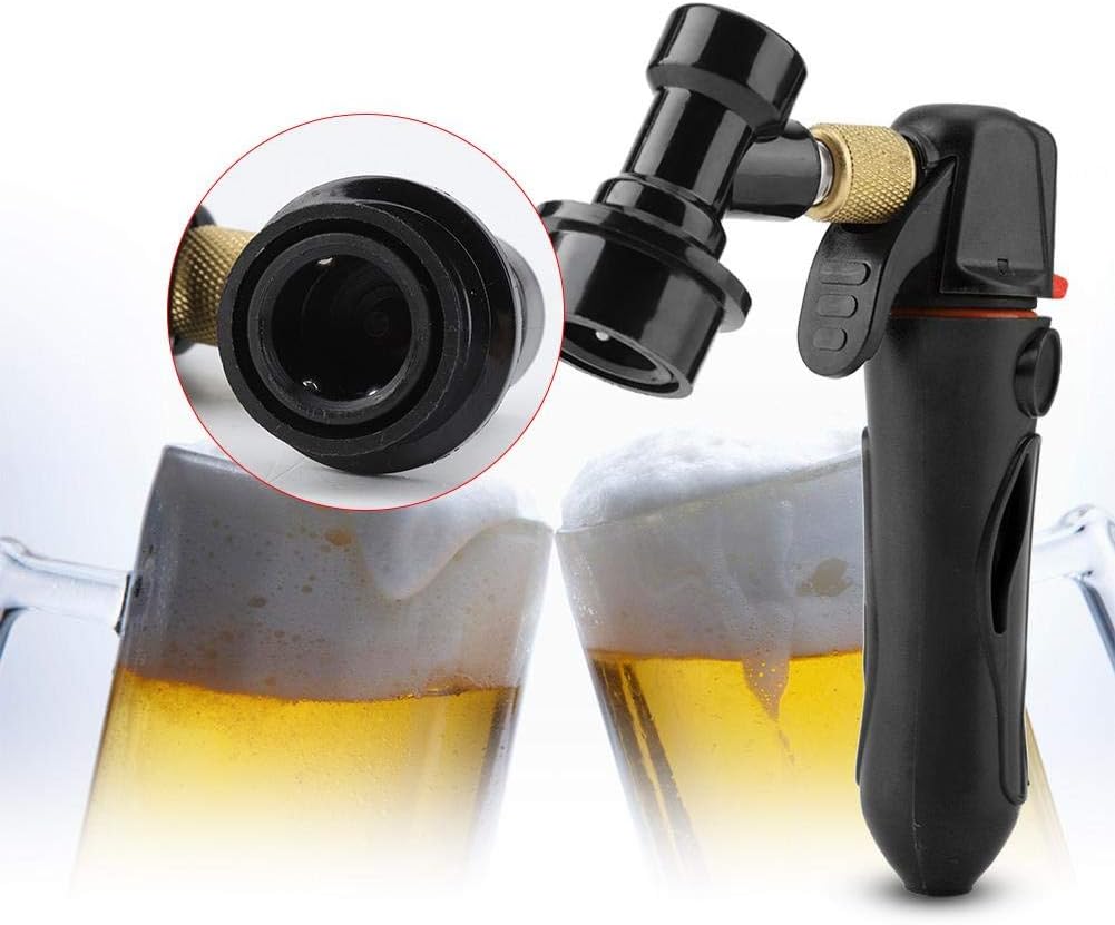 Portable Homebrew Keg Charger, Handheld CO2 Injector Draft Beer Dispenser for Homebrew Soda Valve (Black)