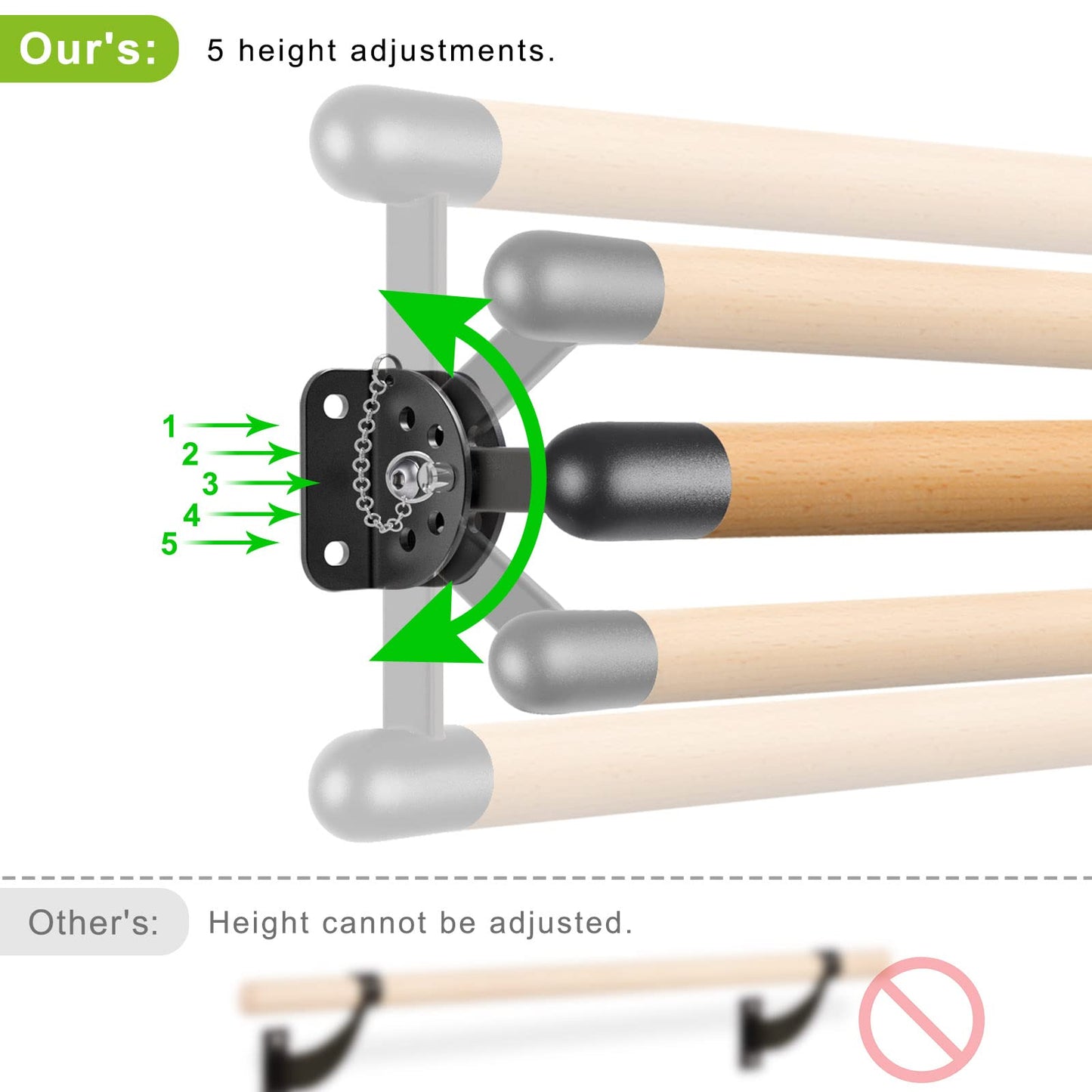 Dolibest 6ft Wall Mounted Traditional Wood Ballet Barre, 4ft Freestanding Wood Ballet Bar, Height Adjustable Ballet Bar,System Stretch/Dance for Home Barre Workout Equipment for Kids and Adults