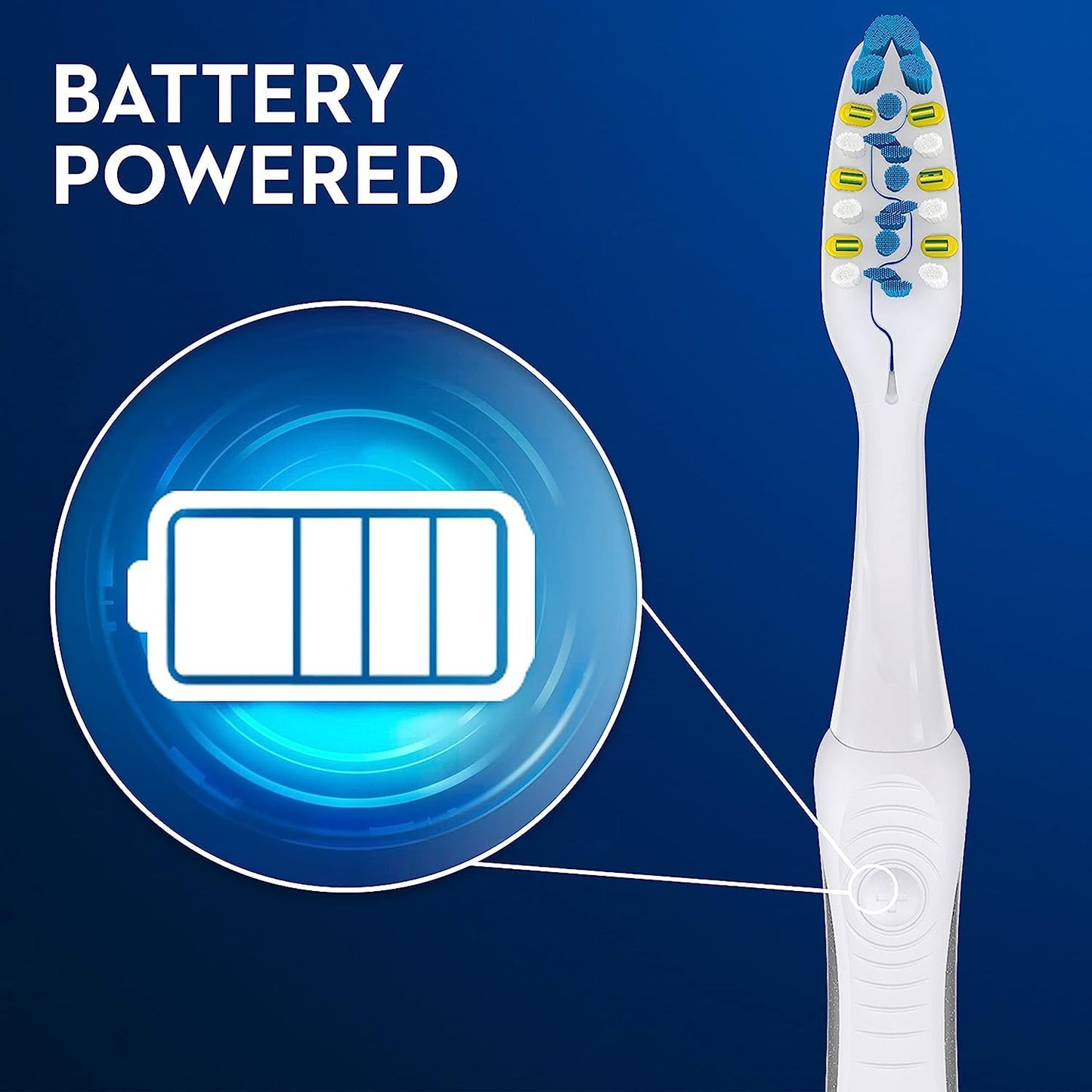 Oral-B 3D White Pulsar, Battery Electric Toothbrush, 1 Count Medium Toothbrush Pack, removes Stains, whitens Teeth, Travel Essentials Tooth Brush