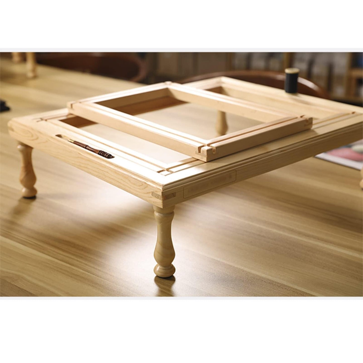Portable Wooden Embroidery Frame Stand, Cross Stitch Lap Stand with 4 Support Legs, Sturdy Beech Wood for Needlework & Sewing Projects