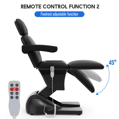 pouseayar 3 Motor Electric Chair/Bed, Aluminum Hydraulic System for Medical Treatment Exam, Facial, Spa, Eyelash, Tattoo, Podiatry Treatment Beauty Massage, Hand Remote Controlled Adjustable - Black