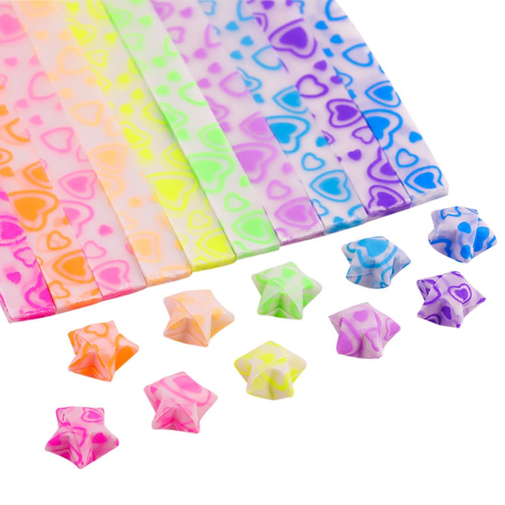LJJCSFF 600 Pieces Lucky Star Folding Paper Strips Pastel Origami Star Paper Strips Floral Star Origami Paper Strips Blue Glitter