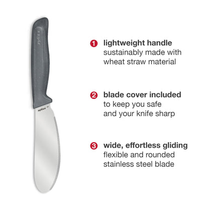 Zyliss Sandwich Knife & Condiment Spreader - Sandwich Spreader for Butter, Cream Cheese, & Jellies - Ergonomic Stainless Steel Spreading - Butter Spread for Bagels & Toast - Gray 4.7"