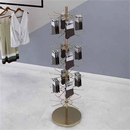 Rotating Retail Display Stand, Metal, Round Sock Display Rack, Commercial Clothing Store Shelf, for Handbags, Wreaths, Hats, Scarves, Jewelry & Crafts, 7Tier(Gold)