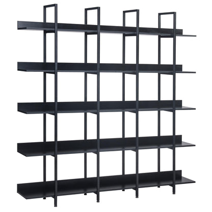 KCSWKJ 5 Tier Bookcase Home Office Open Bookshelf, Vintage Industrial Style Shelf with Metal Frame, MDF Board
