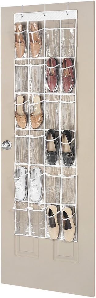 Whitmor 24 Pocket OTD Shoe Organizer, Clear Design