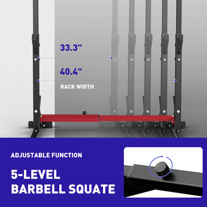 Holleyweb Squat Rack Stand Adjustable Barbell Stand Rack Bench Press Rack Multi-Function Strength Weight Rack Home Gym, Red, 42 inches (A-YD11010)