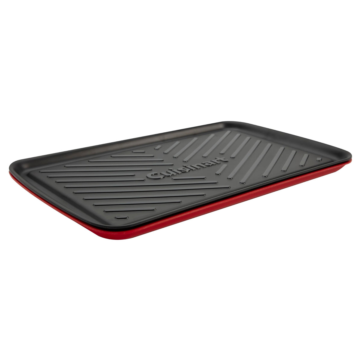 Cuisinart Grilling Prep & Serve Trays, 17x10.5 inch BBQ Tray Safe for Food Handling, 2 Dishwasher Safe Nesting Trays Black & Red, Perfect Grilling Accessories for Cooked & Raw Meat, Fits 6 Burgers