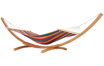Festisoul Curved Wooden Hammock Stand, Heavy Duty 475 LBS Weatherproof Hammock Frame, Adjustable Height Stand for 9-13FT Hammocks, Indoor/Outdoor Patio Hammock Stand with Chains & Carabiners