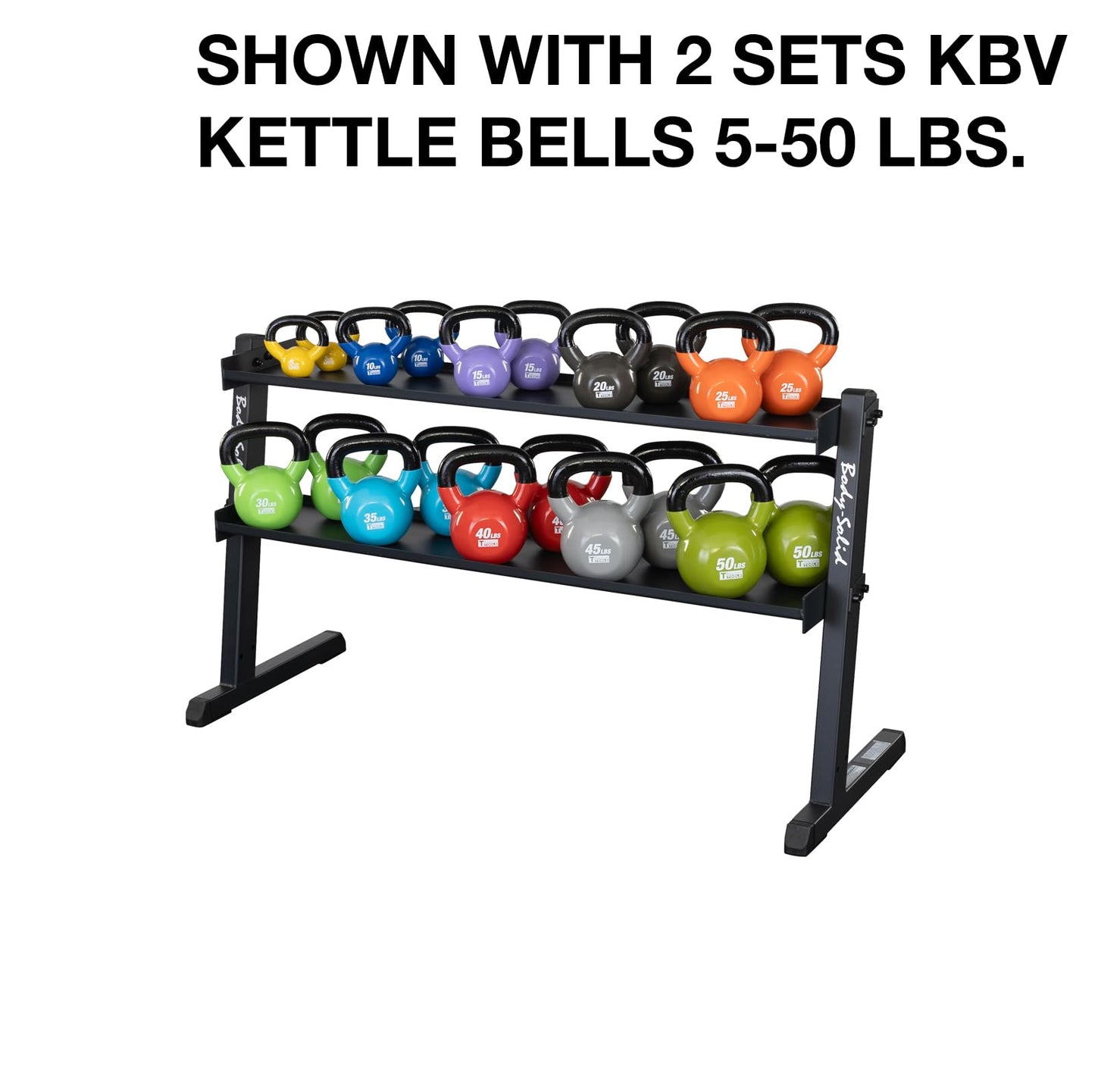Body Solid (GKR60) 2-Tier Kettlebell Rack, 1000lb Weight Stand Storage, Commercial and Home Gym Strength Training Organizer