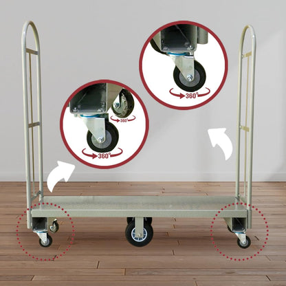 Yeeoy Narrow Aisle U-Boat Platform Truck Dolly, 60"x16" Heavy Duty U- Boat Cart with Thick Steel Deck, 2000LBS Capacity Utility Flatbed Cart with 6 Casters