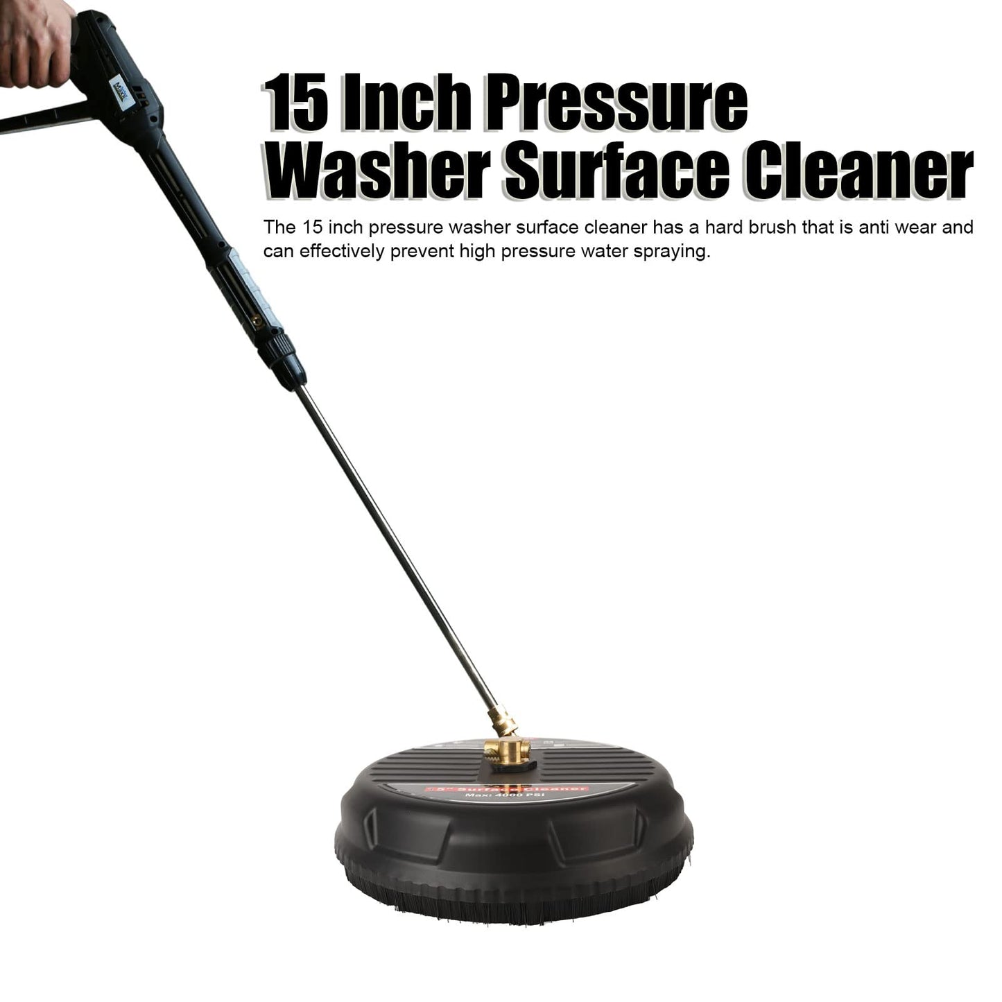 TRELVEX Pressure Washer Surface Cleaner Attachment 4000psi Universal Pressure Washer Surface Cleaner Power Washer Accessory 15inch