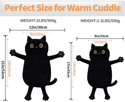 Large Microwave Heating Pad with Washable Cover 21 * 12" Microwavable Heating Pads for Cramps, Back, Neck Shoulder Pain Relief, Cordless Weighted Moist Heat Pack, Black Cat