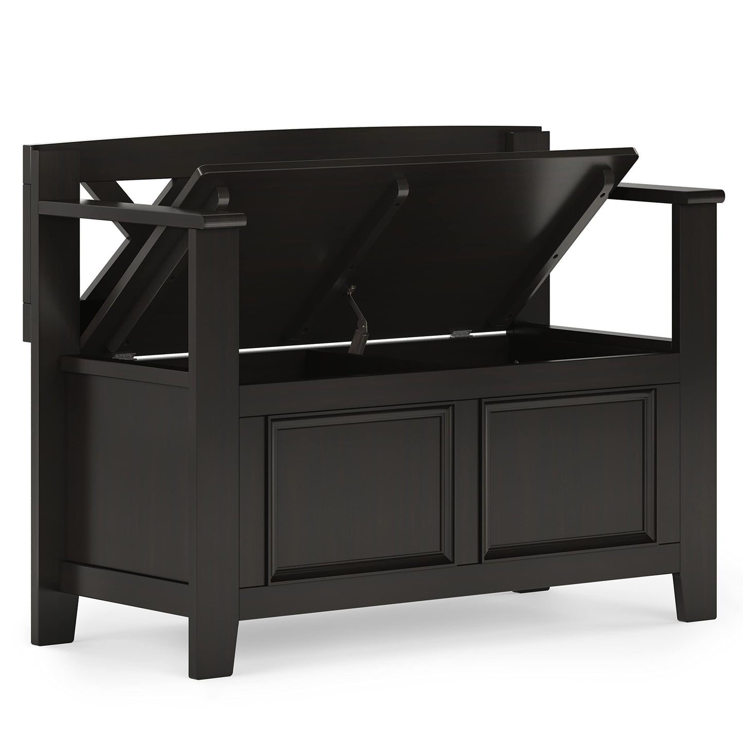 SIMPLIHOME Amherst Solid Wood 36 inch Wide Small Storage Bench and 36 inch Wide Storage Cabinet in Hickory Brown for the Living Room, Entryway, and Family Room, Transitional Style