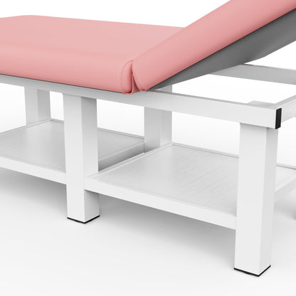 pouseayar Stationary Massage Table, 75”L 31.5''W Heavy Duty Esthetician Bed, 800LBS Metal Frame PU Leather Physical Therapy Table Spa Lash Bed Professional Equipment (Pink)