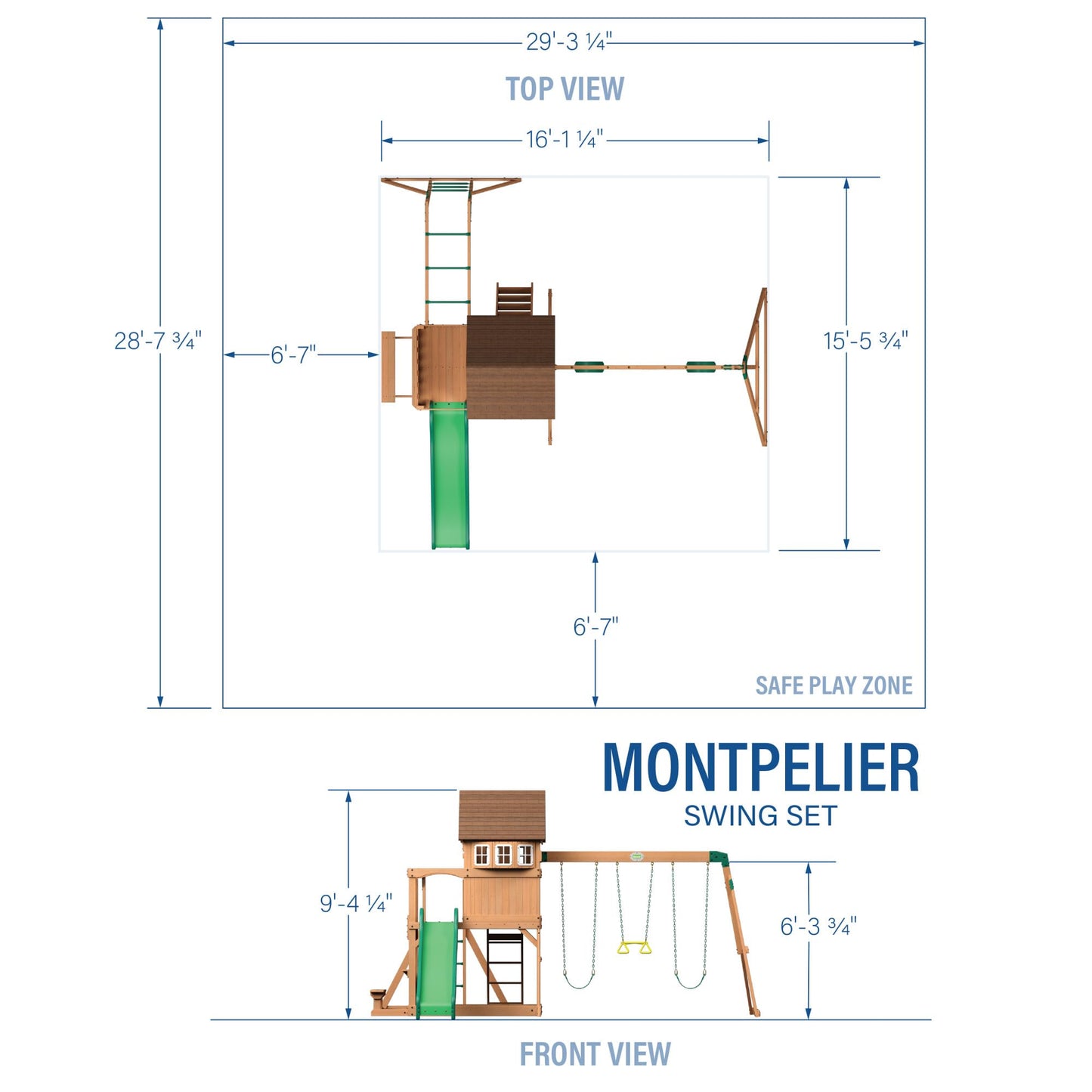 Backyard Discovery Montpelier Cedar Wood Swing Set, Wave Slide, Clubhouse, Monkey Bars, Picnic Area, Snack Bar, Belt Swings, Trapeze, Balcony, Playhouse, Working Door, Ladder, Outdoor Playset