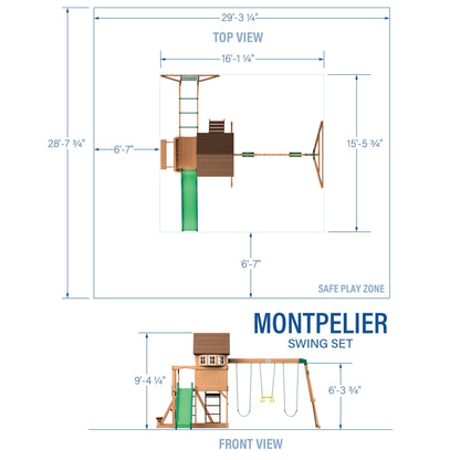Backyard Discovery Montpelier Cedar Wood Swing Set, Wave Slide, Clubhouse, Monkey Bars, Picnic Area, Snack Bar, Belt Swings, Trapeze, Balcony, Playhouse, Working Door, Ladder, Outdoor Playset