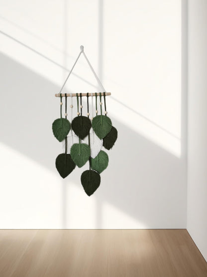Jditngp DIY Macrame Leaf Wall Hanging Beginners Boho Wall Leaf Tapestry Kit Handmade Woven Tapestry Feather Wall Hanging DIY Macrame Kit for Adults Birthday Gift DIY Craft Kits 11.8inch (Green)