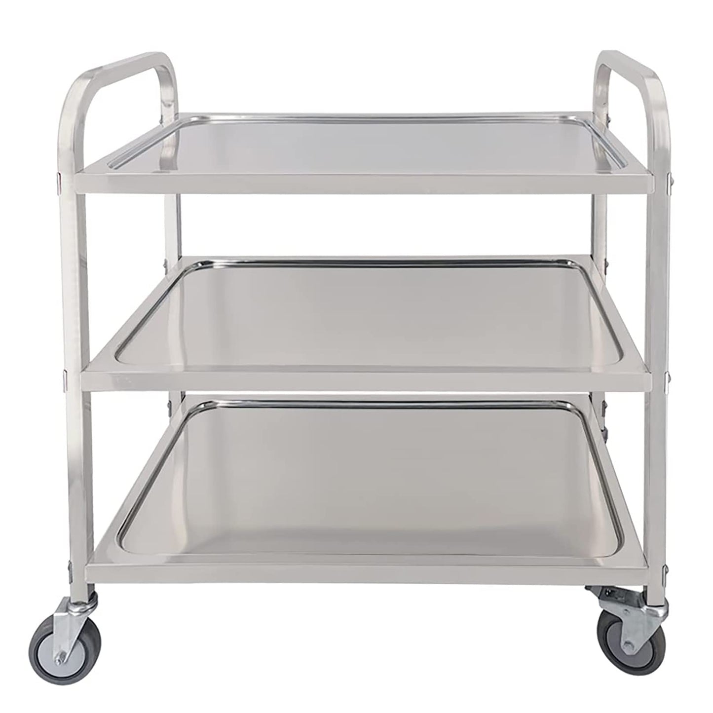 GenSDH Movable Hand Trucks 3 Tier Trolley,Large Stainless Steel Utility Cart,with Locking Wheels,Stainless Steel 3 Tier Rolling Kitchen Service Cart,Catestorage Trolle