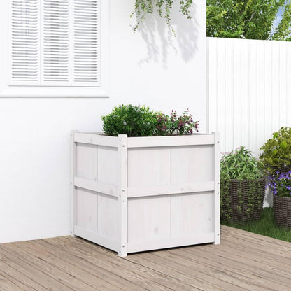 Mhdvray Large 27.6" White Solid Pine Wood Outdoor Raised Garden Planter Box, Elevated Flower & Vegetable Bed for Patio Balcony Terrace