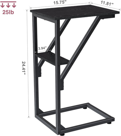 NEFROM ET-D-BK1 C-Shaped End Table, Small Couch Side Table, Sofa TV Tray Table for Living Room, Bedroom, Bedside